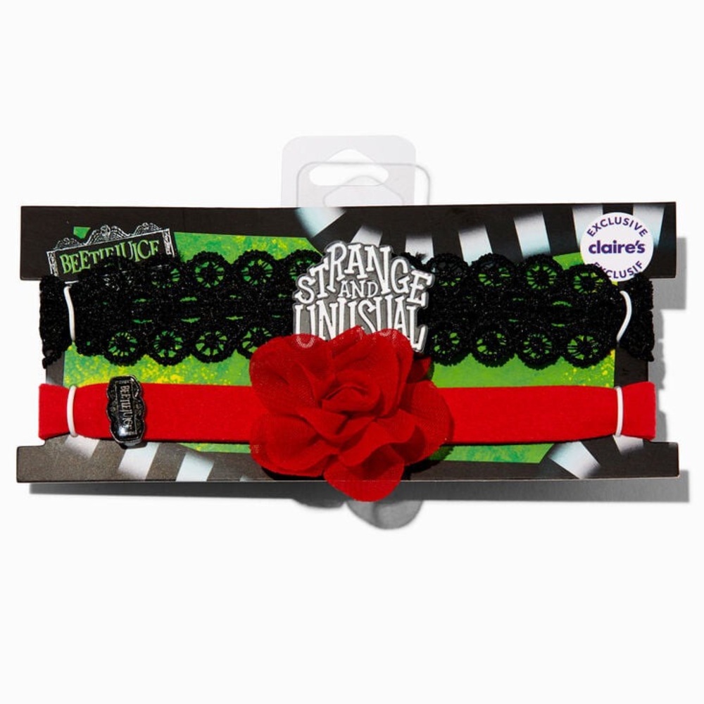 ‼️FINAL PRICE DROP‼️Claire's Beetlejuice Black and Red Lydia Choker set